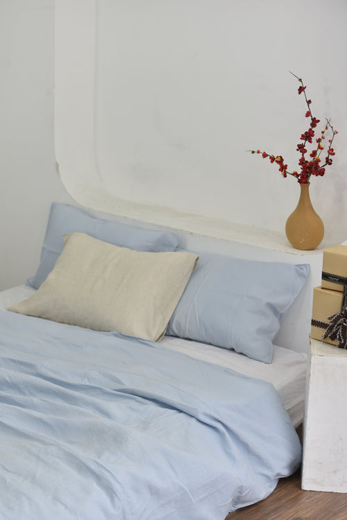Baby Blue Bamboo Linen Duvet Cover | 45% Linen 55% Bamboo Rayon