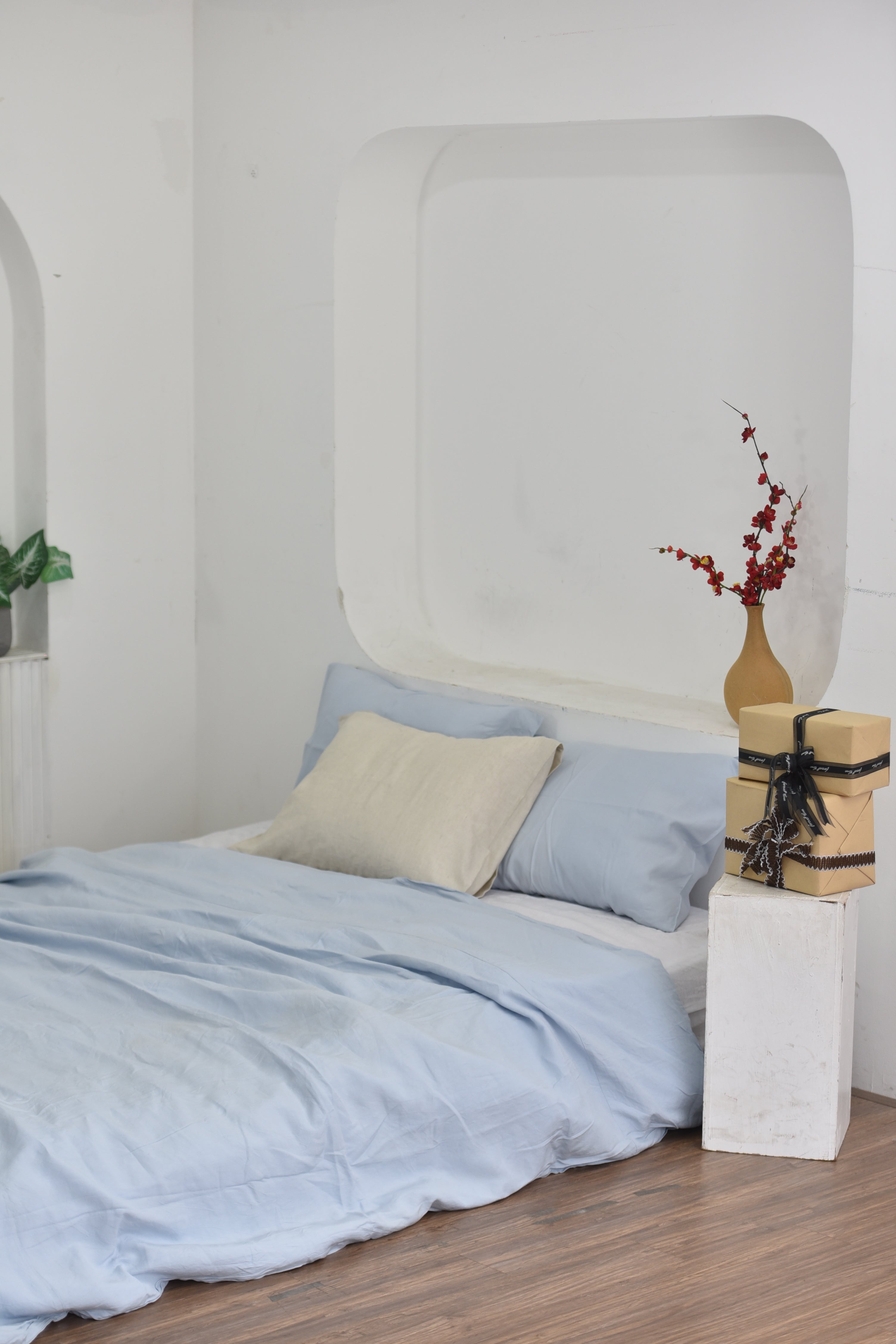 Baby Blue Bamboo Linen Duvet Cover | 45% Linen 55% Bamboo Rayon