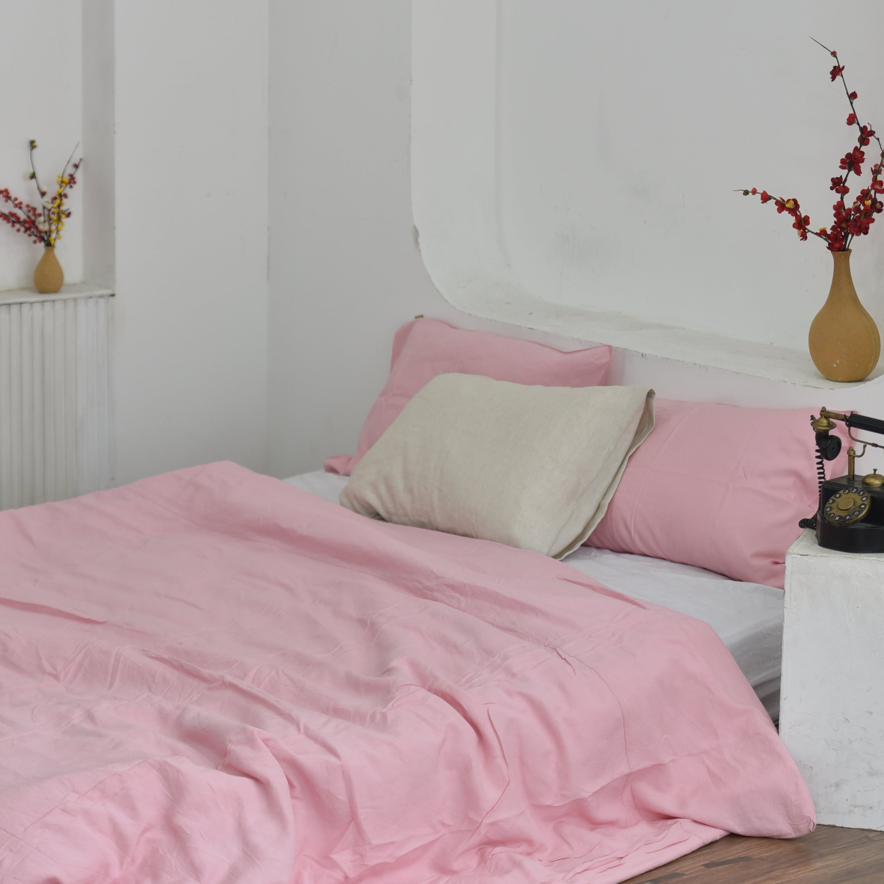 Blush Bamboo Linen Duvet Cover Set – 4-Piece | 45% Linen 55% Bamboo Rayon
