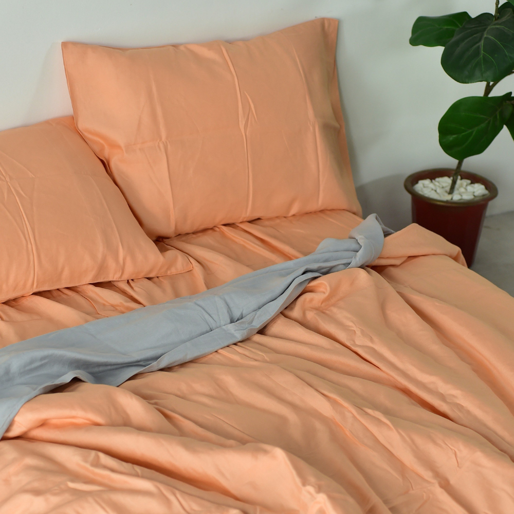 Cantaloupe Bamboo Linen Duvet Cover | 45% Linen 55% Bamboo Rayon