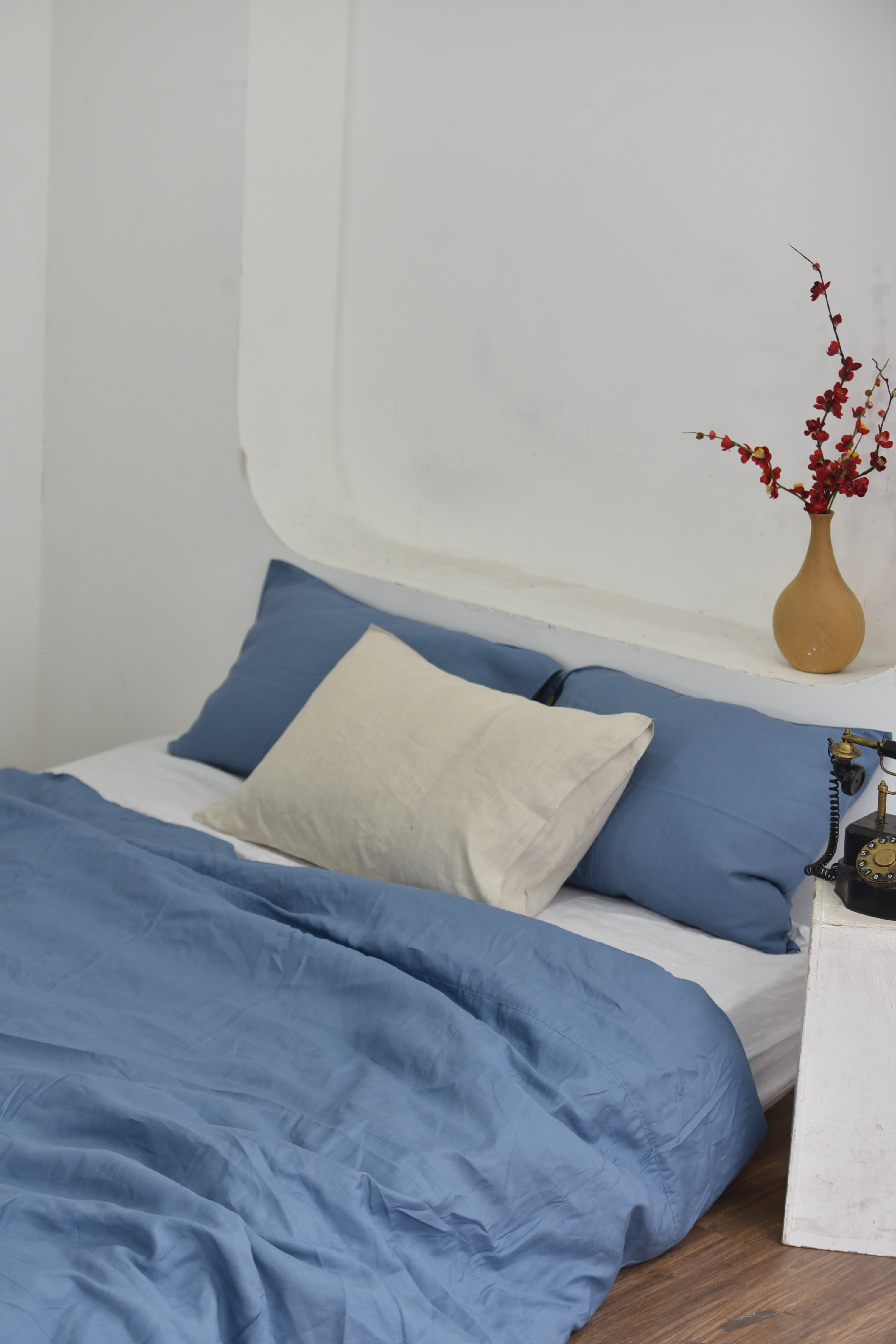 Cerulean Bamboo Linen Duvet Cover | 45% Linen 55% Bamboo Rayon