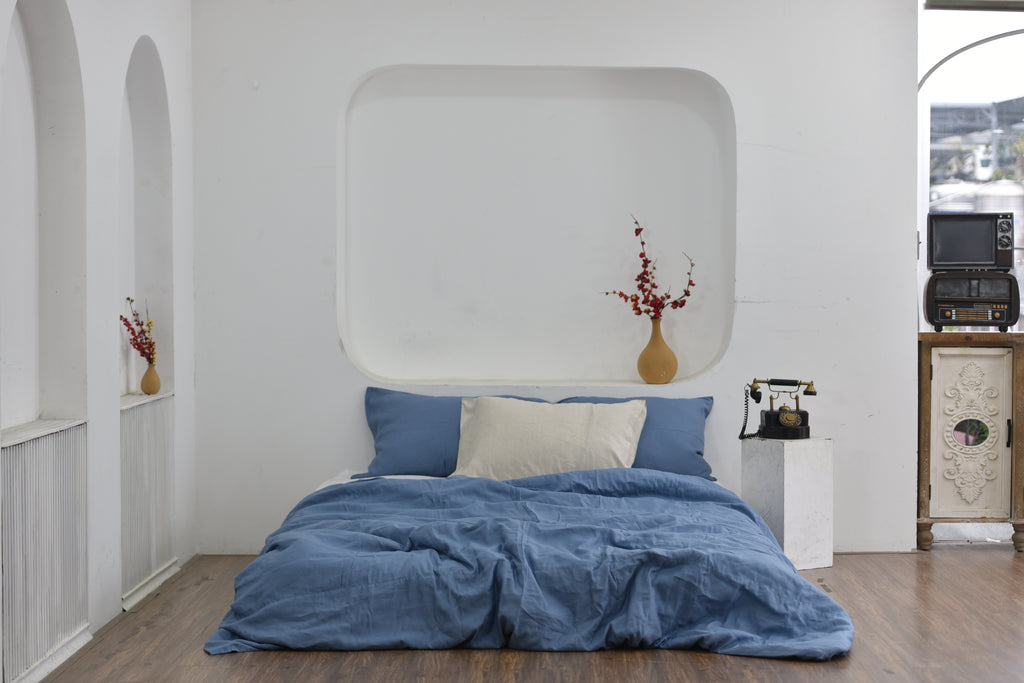 Cerulean Bamboo Linen Duvet Cover | 45% Linen 55% Bamboo Rayon