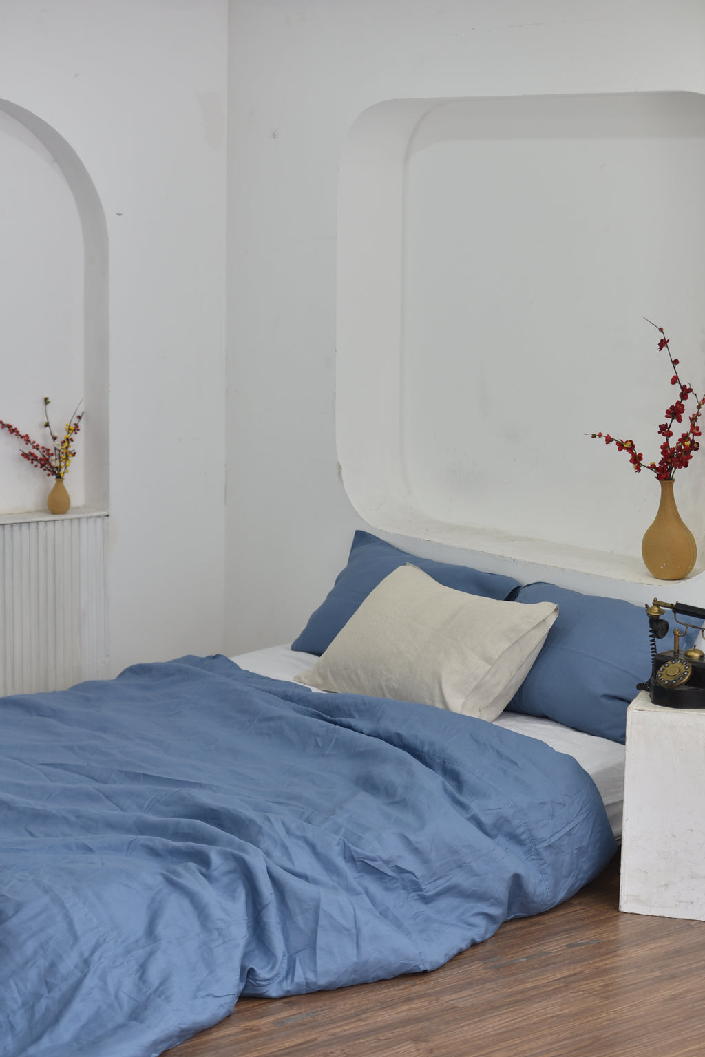 Cerulean Bamboo Linen Duvet Cover | 45% Linen 55% Bamboo Rayon