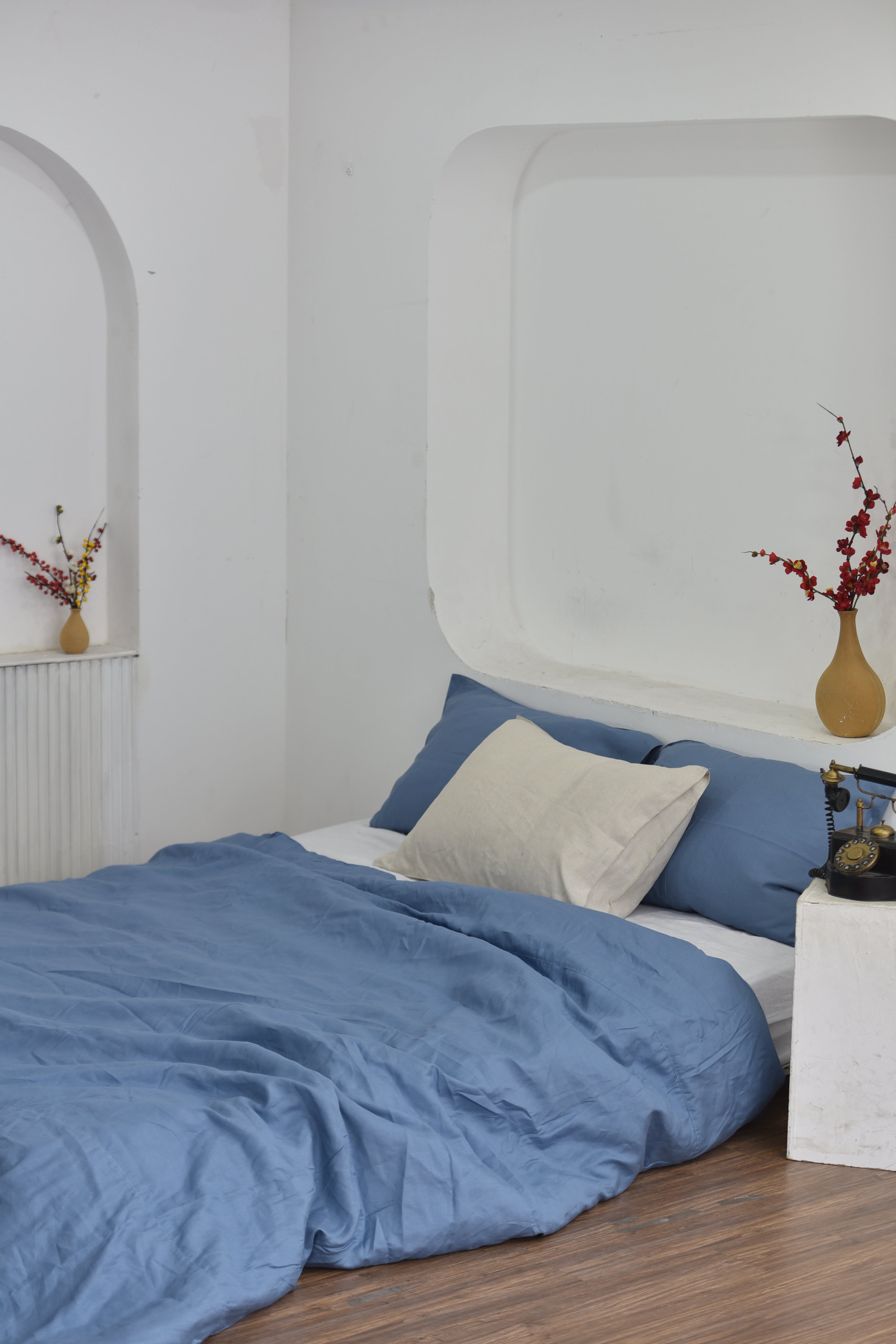 Cerulean Bamboo Linen Duvet Cover | 45% Linen 55% Bamboo Rayon