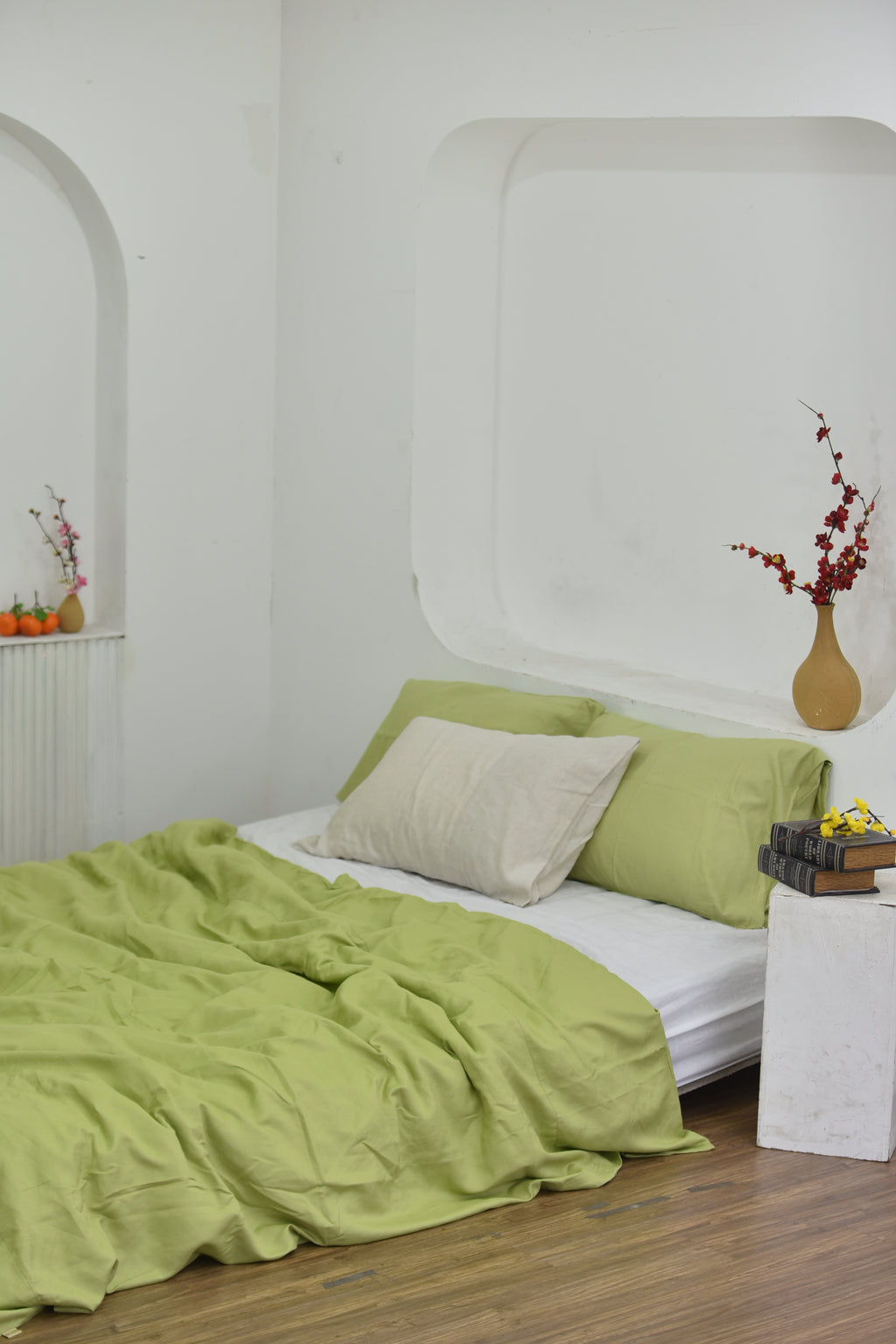 Chartreuse Bamboo Linen Duvet Cover | 45% Linen 55% Bamboo Rayon