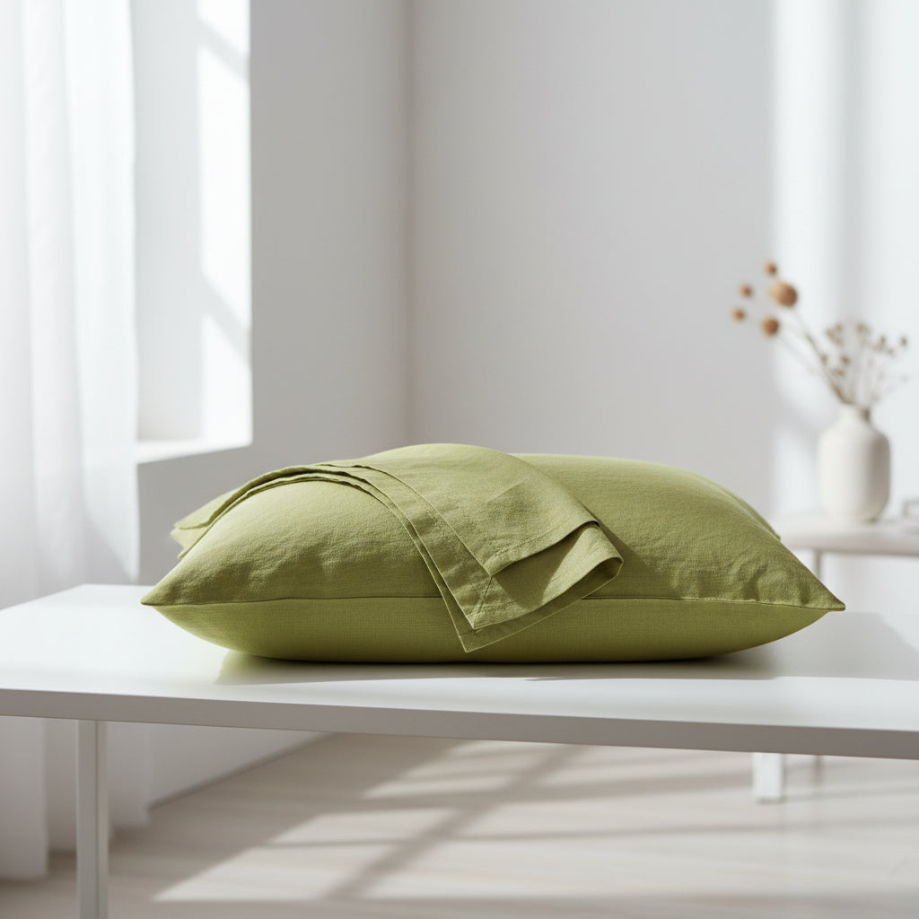Chartreuse Bamboo Linen Pillowcases