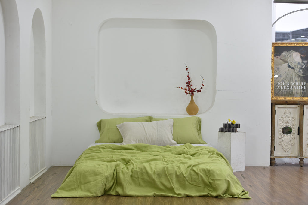 Chartreuse Bamboo Linen Duvet Cover | 45% Linen 55% Bamboo Rayon