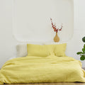Lemon Yellow Bamboo Linen Duvet Cover Set – 4-Piece Bed Linen | 45% Linen 55% Bamboo