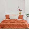 Squash Orange Bamboo Linen Duvet Cover Set – 4-Piece | 45% Linen 55% Bamboo Rayon