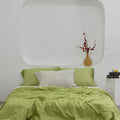 Chartreuse Green Bamboo Linen Duvet Cover Set – 4-Piece | 45% Linen 55% Bamboo Rayon