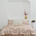 Coral Pink Bamboo Linen Duvet Cover Set – 4-Piece | 45% Linen 55% Bamboo Rayon | 165 GSM