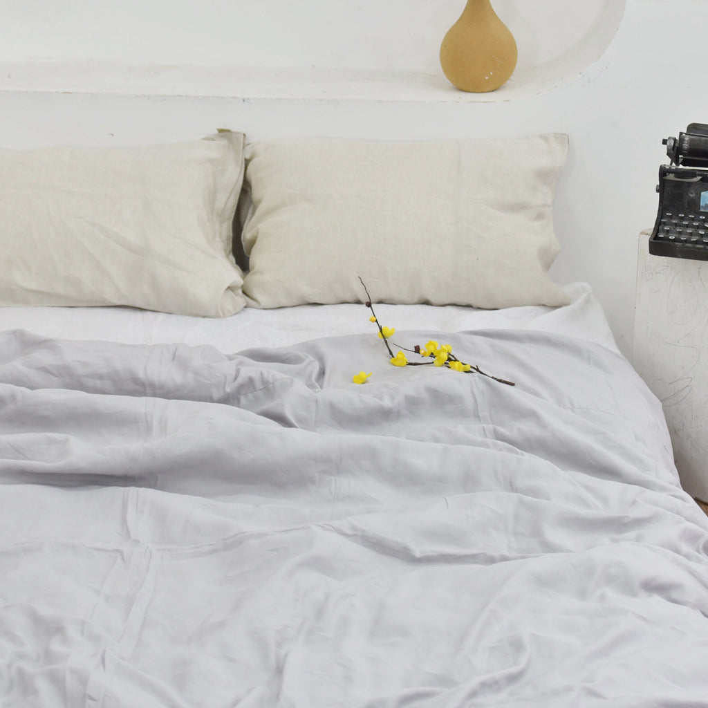 Cream Bamboo Linen Duvet Cover Set – 4-Piece Bed Linen | 45% Linen 55% Bamboo Rayon | 165 GSM