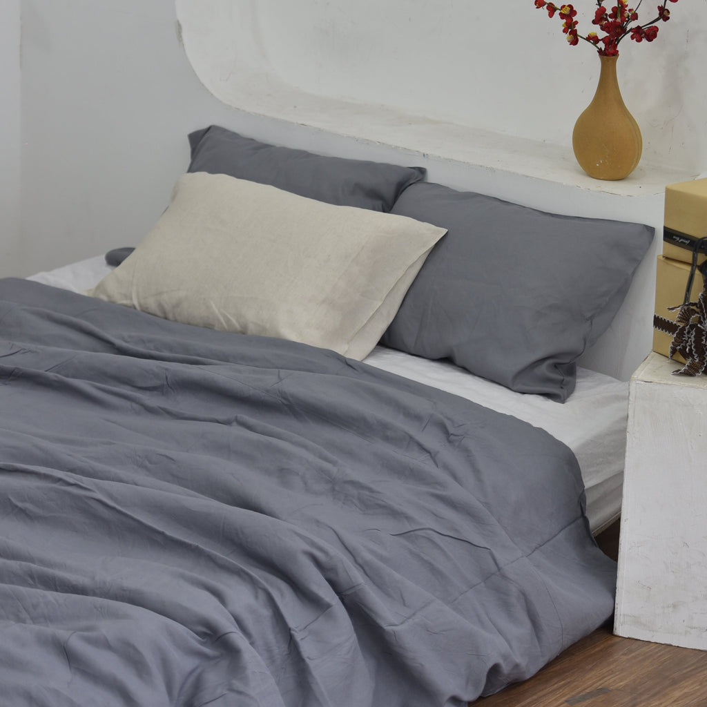 Denim Bamboo Linen Duvet Cover Set – 4-Piece | 45% Linen 55% Bamboo Rayon