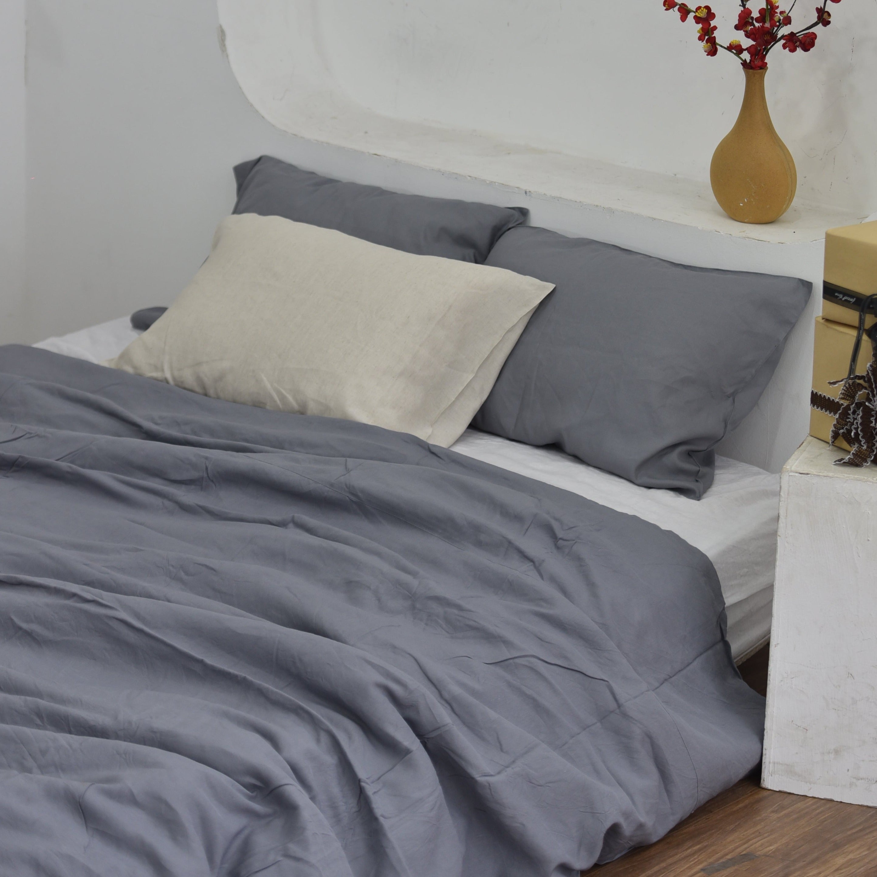 Denim Bamboo Linen Duvet Cover Set – 4-Piece | 45% Linen 55% Bamboo Rayon