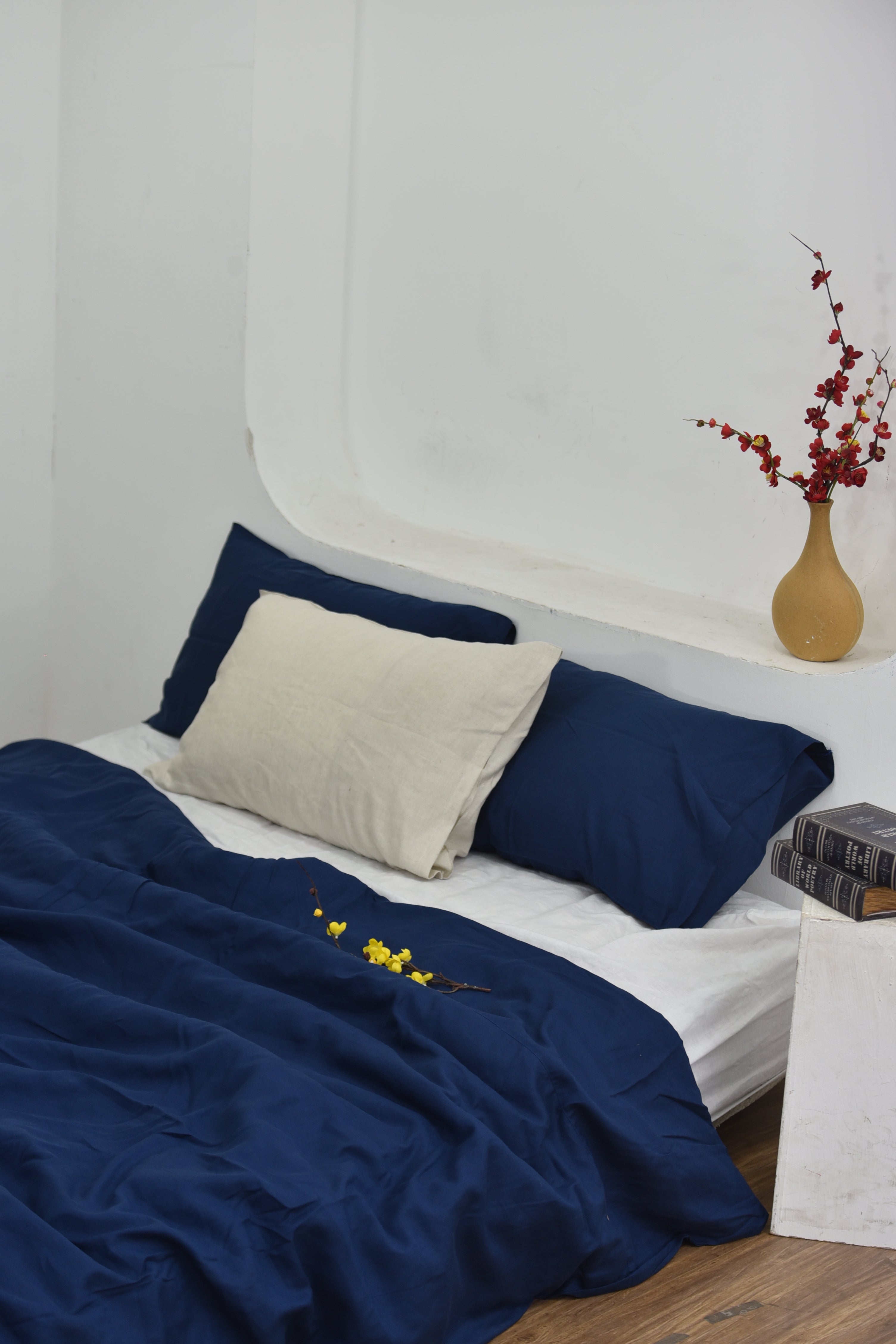 Indigo Bamboo Linen Duvet Cover | 45% Linen 55% Bamboo Rayon