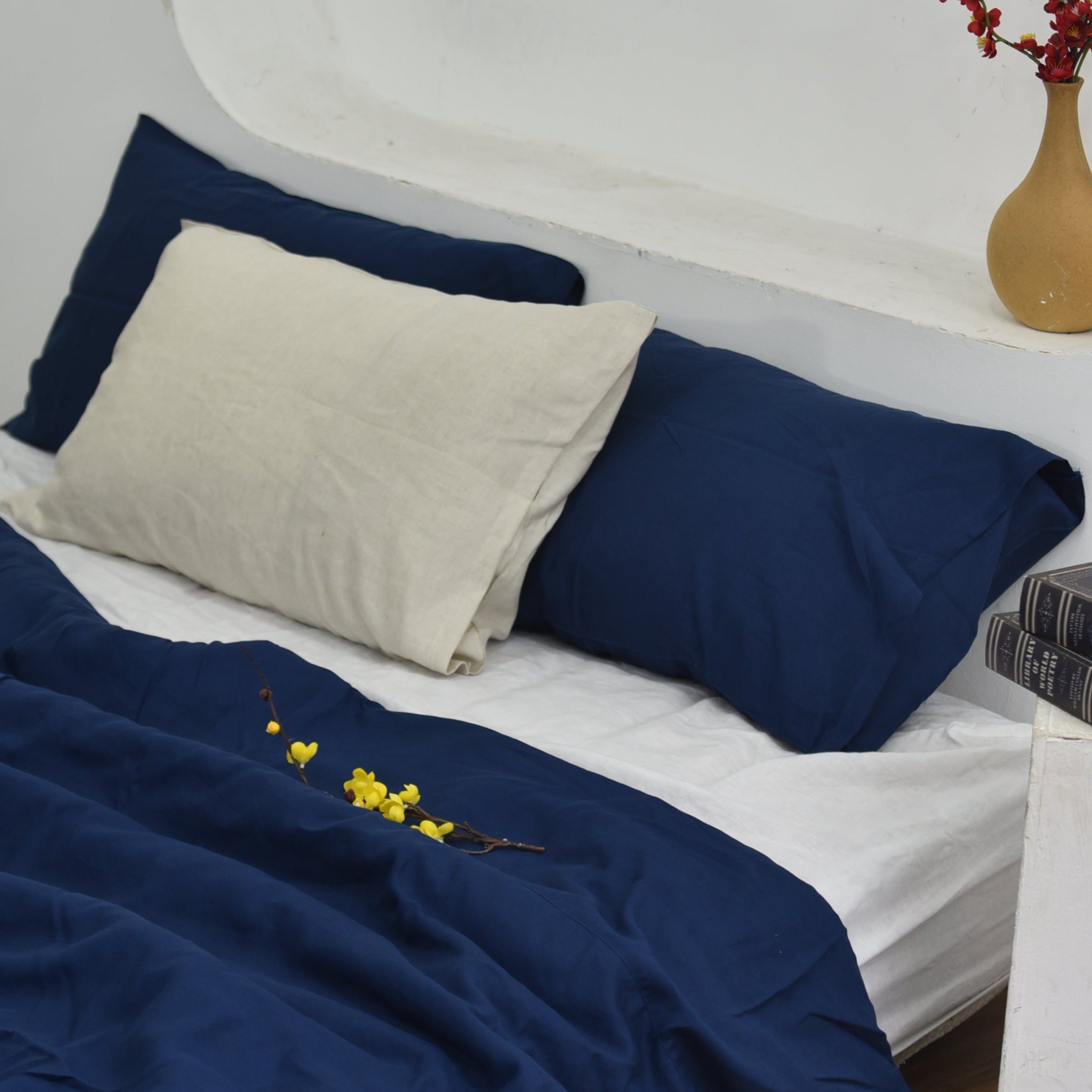 Indigo Bamboo Linen Pillowcases