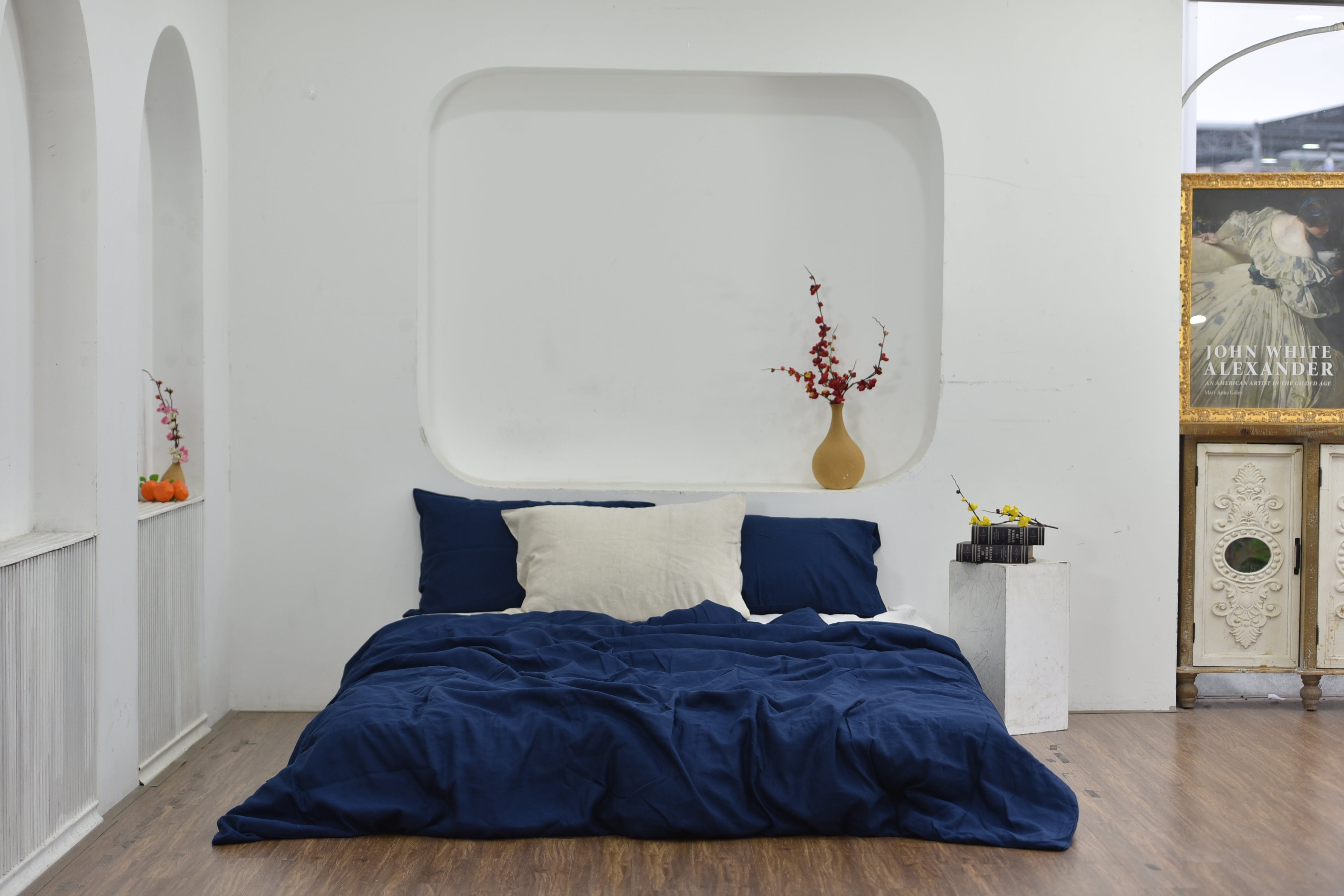 Indigo Bamboo Linen Duvet Cover | 45% Linen 55% Bamboo Rayon