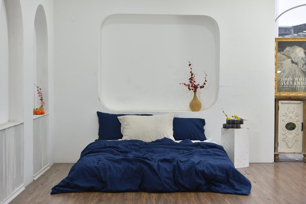 Indigo Bamboo Linen Duvet Cover | 45% Linen 55% Bamboo Rayon