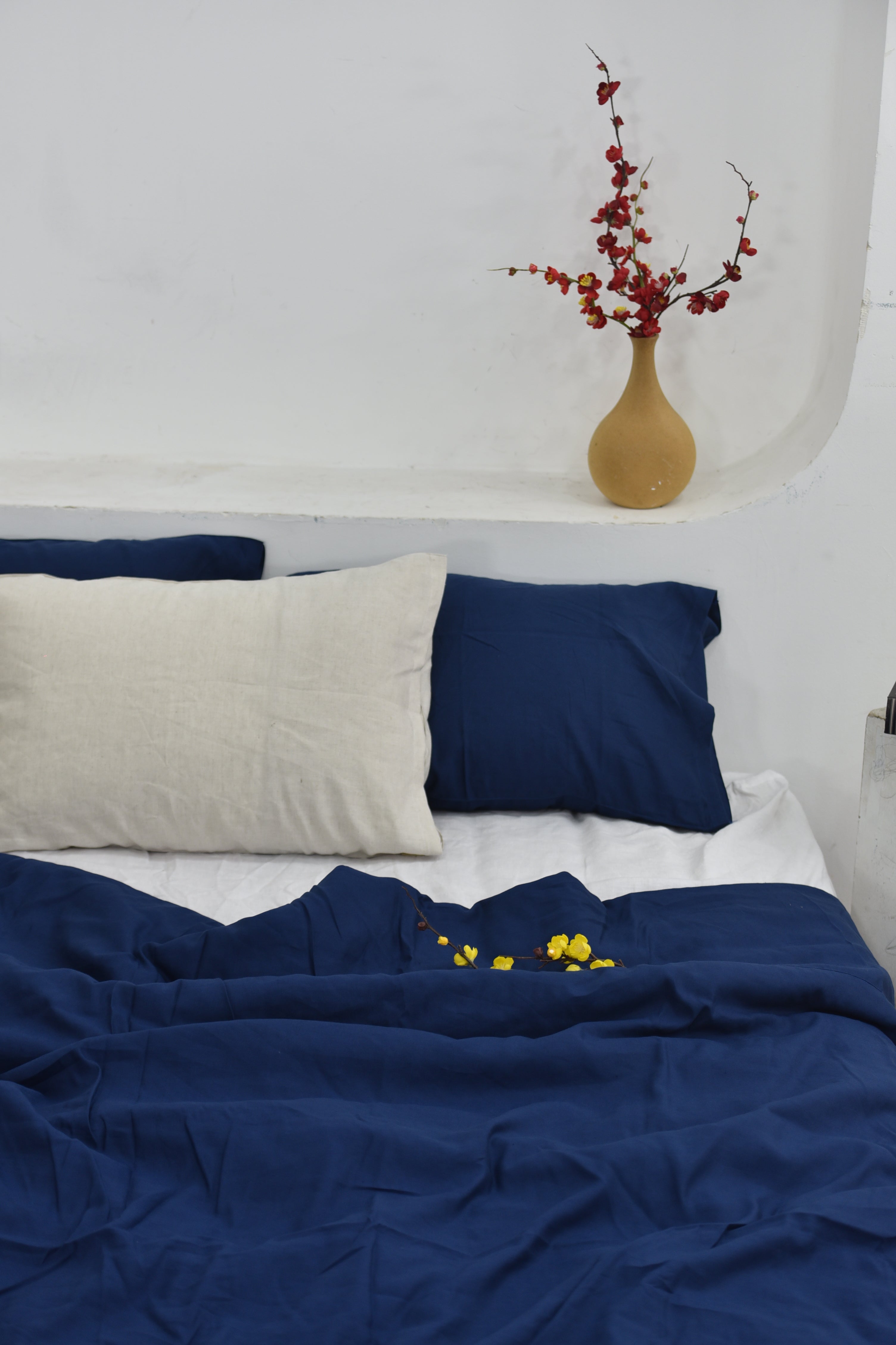 Indigo Bamboo Linen Duvet Cover | 45% Linen 55% Bamboo Rayon