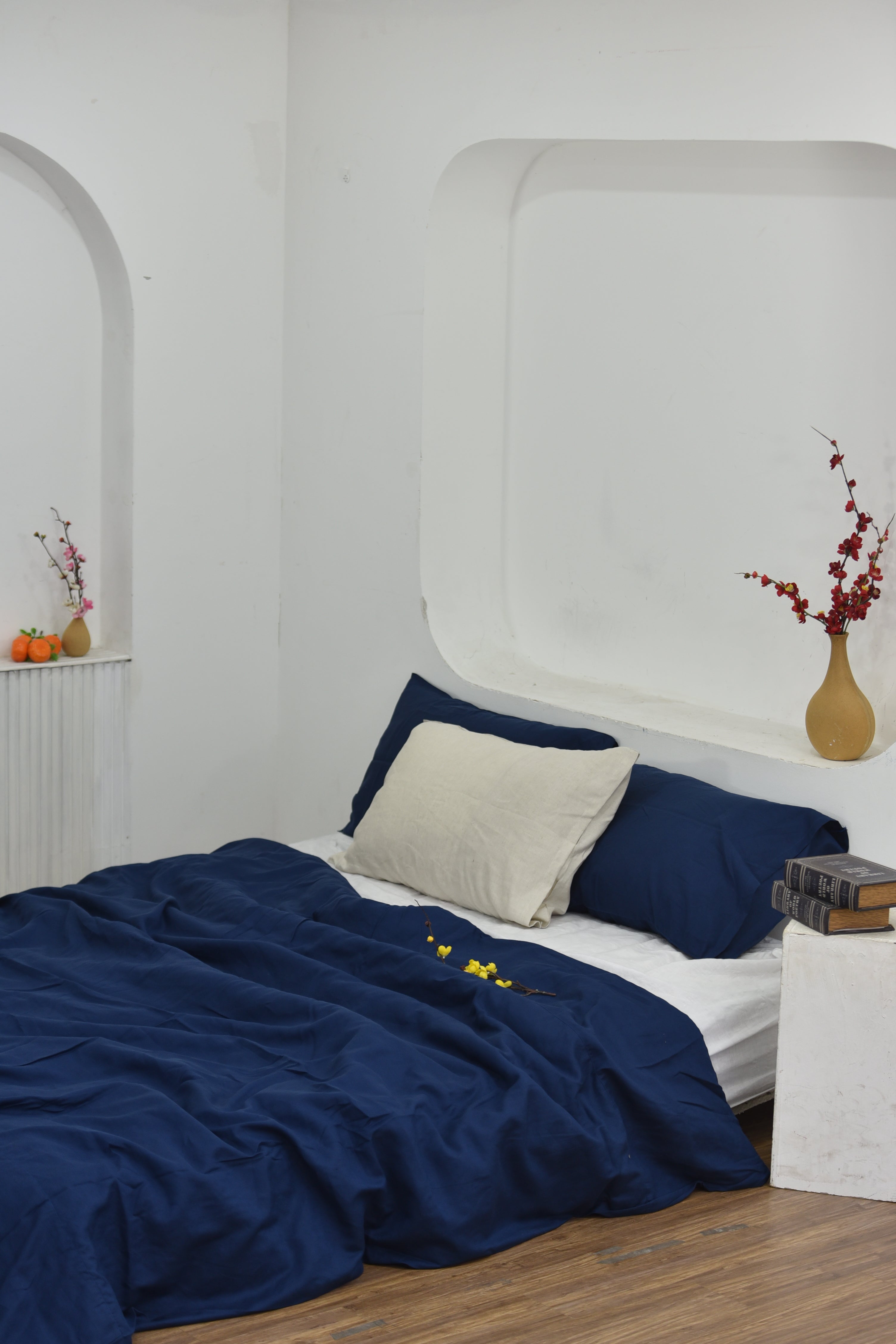 Indigo Bamboo Linen Duvet Cover | 45% Linen 55% Bamboo Rayon