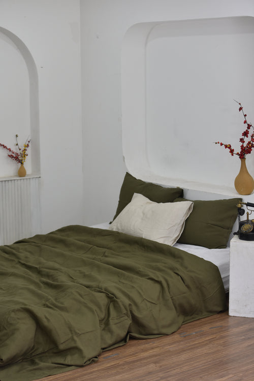 Bamboo Linen Duvet Cover - Juniper | 45% Linen 55% Bamboo Rayon