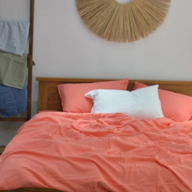 Raspberry Bamboo Linen Duvet Cover Set – 4-Piece Bed Linen | 45% Linen 55% Bamboo Rayon | 165 GSM
