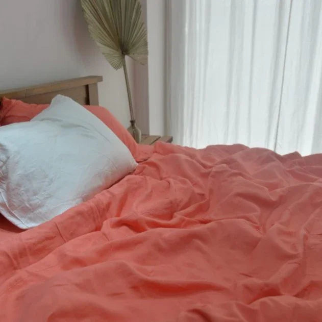 Raspberry Bamboo Linen Duvet Cover Set – 4-Piece Bed Linen | 45% Linen 55% Bamboo Rayon | 165 GSM