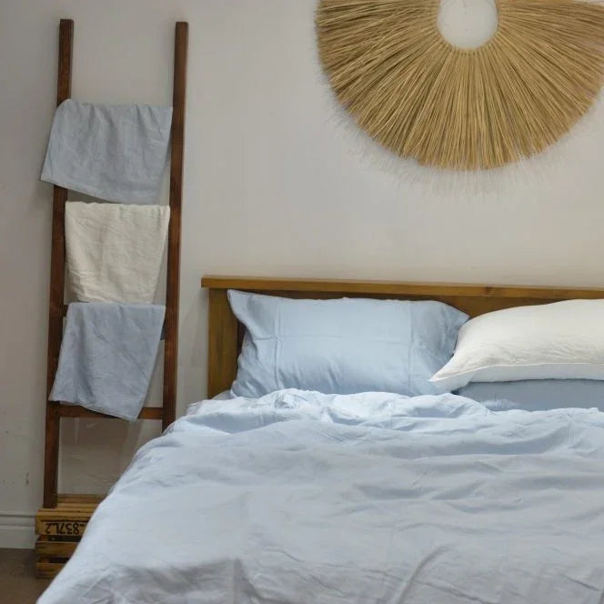 Baby Blue Bamboo Linen Duvet Cover Set – 4-Piece | 45% Linen 55% Bamboo Rayon