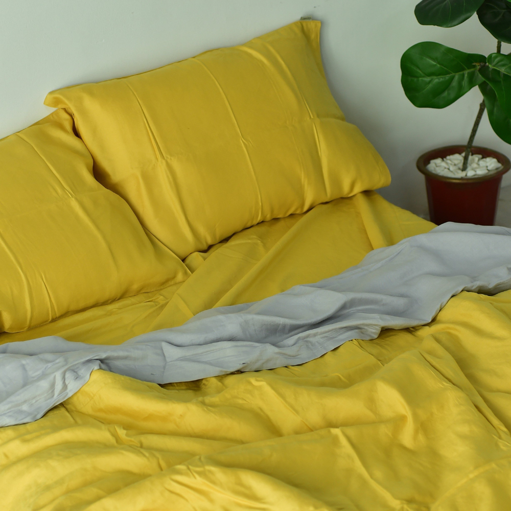 Bamboo Linen Duvet Cover - Lemon | 45% Linen 55% Bamboo Rayon