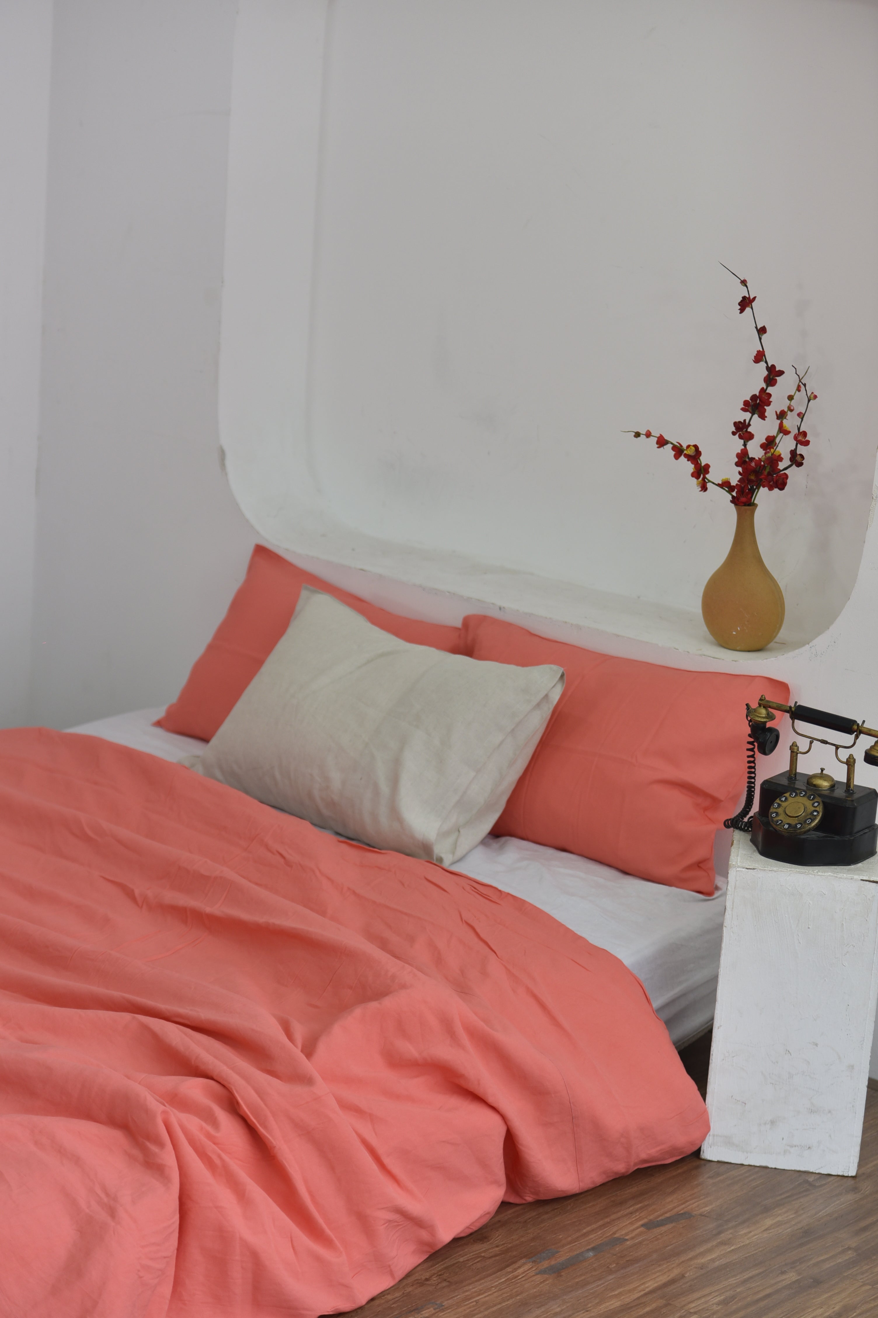 Bamboo Linen Duvet Cover - Raspberry | 45% Linen 55% Bamboo Rayon