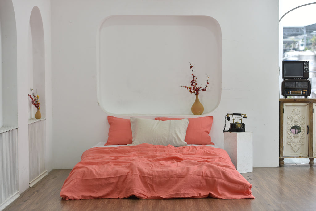 Bamboo Linen Duvet Cover - Raspberry | 45% Linen 55% Bamboo Rayon