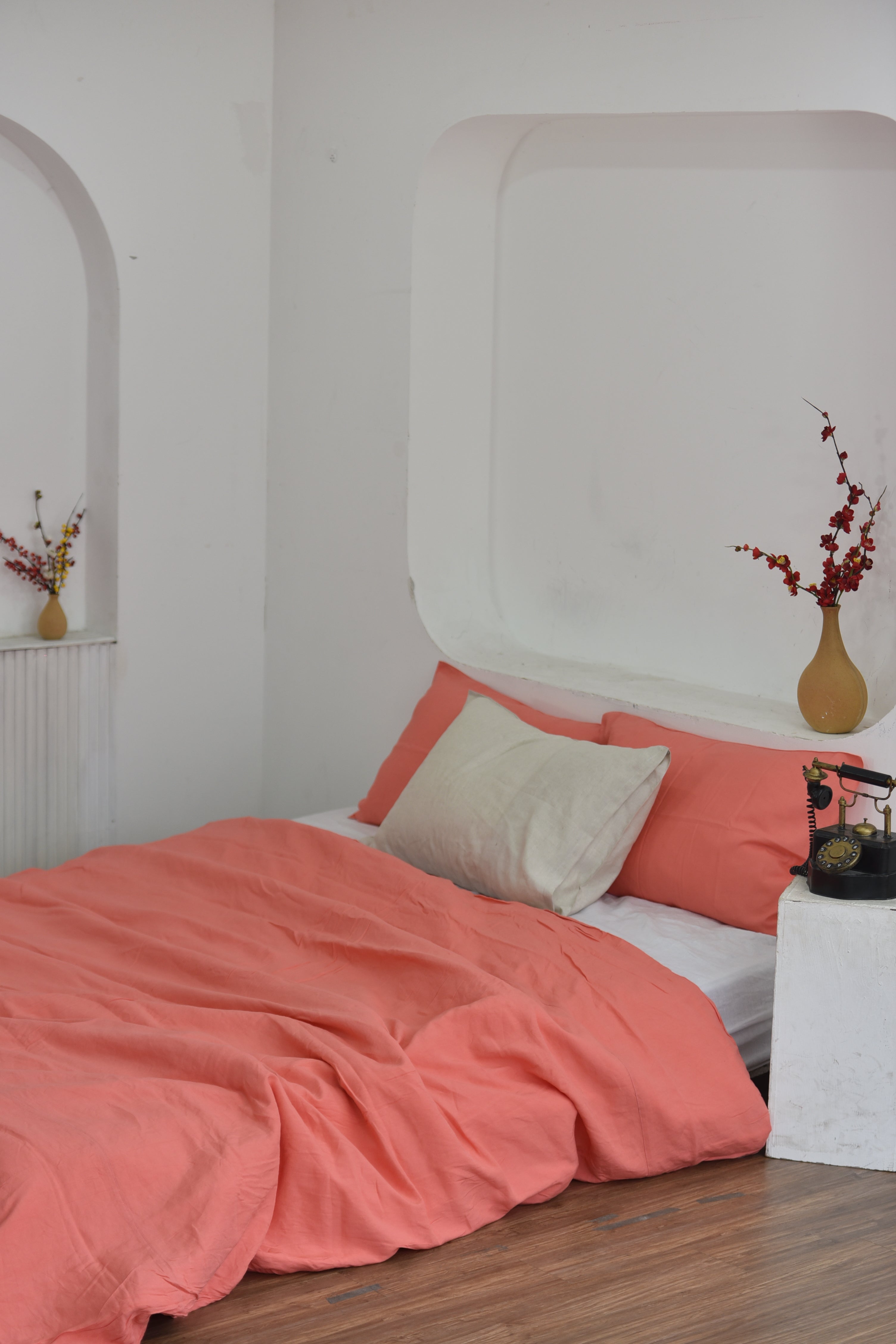 Bamboo Linen Duvet Cover - Raspberry | 45% Linen 55% Bamboo Rayon