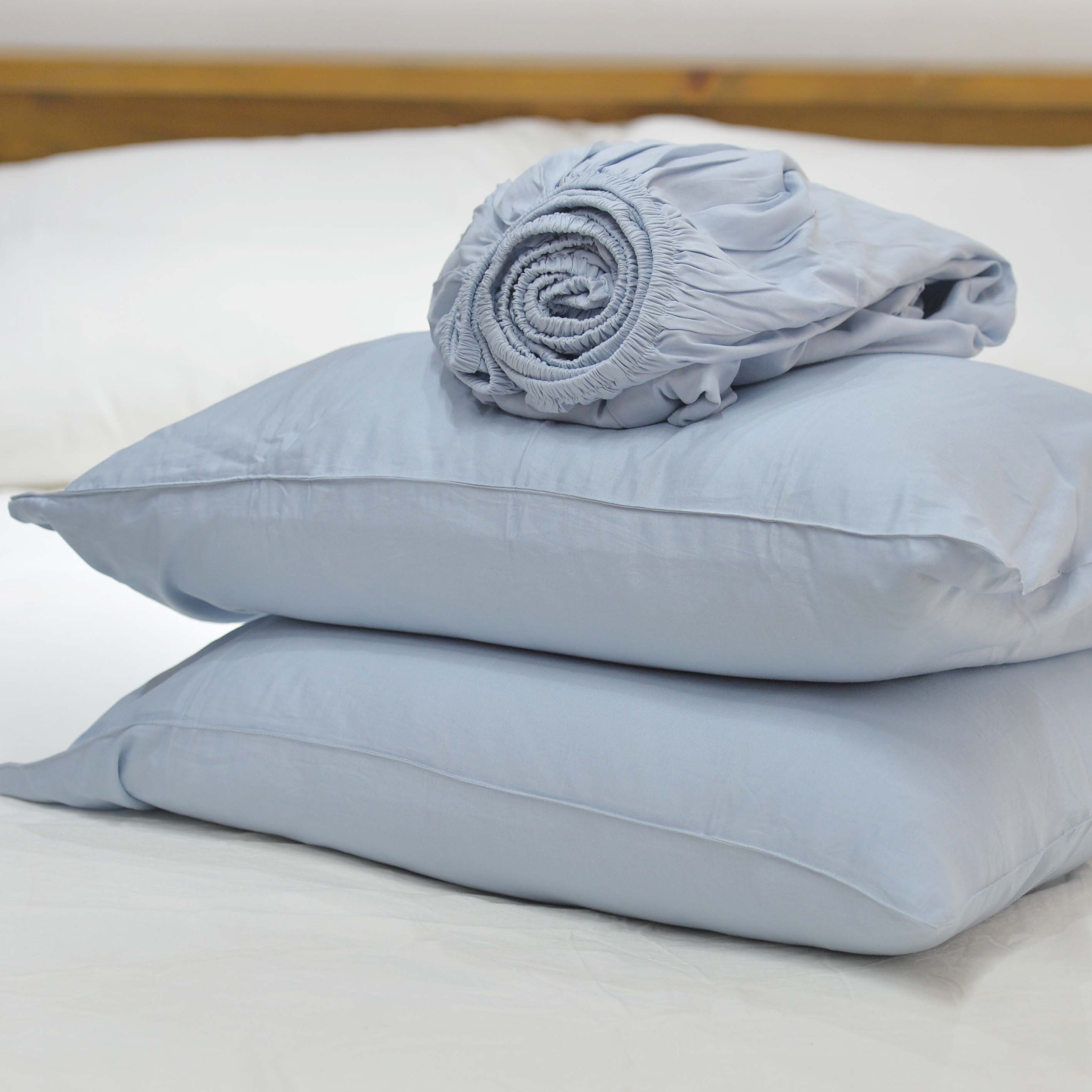 Baby Blue Bamboo Linen Duvet Cover Set – 4-Piece | 45% Linen 55% Bamboo Rayon | 165 GSM