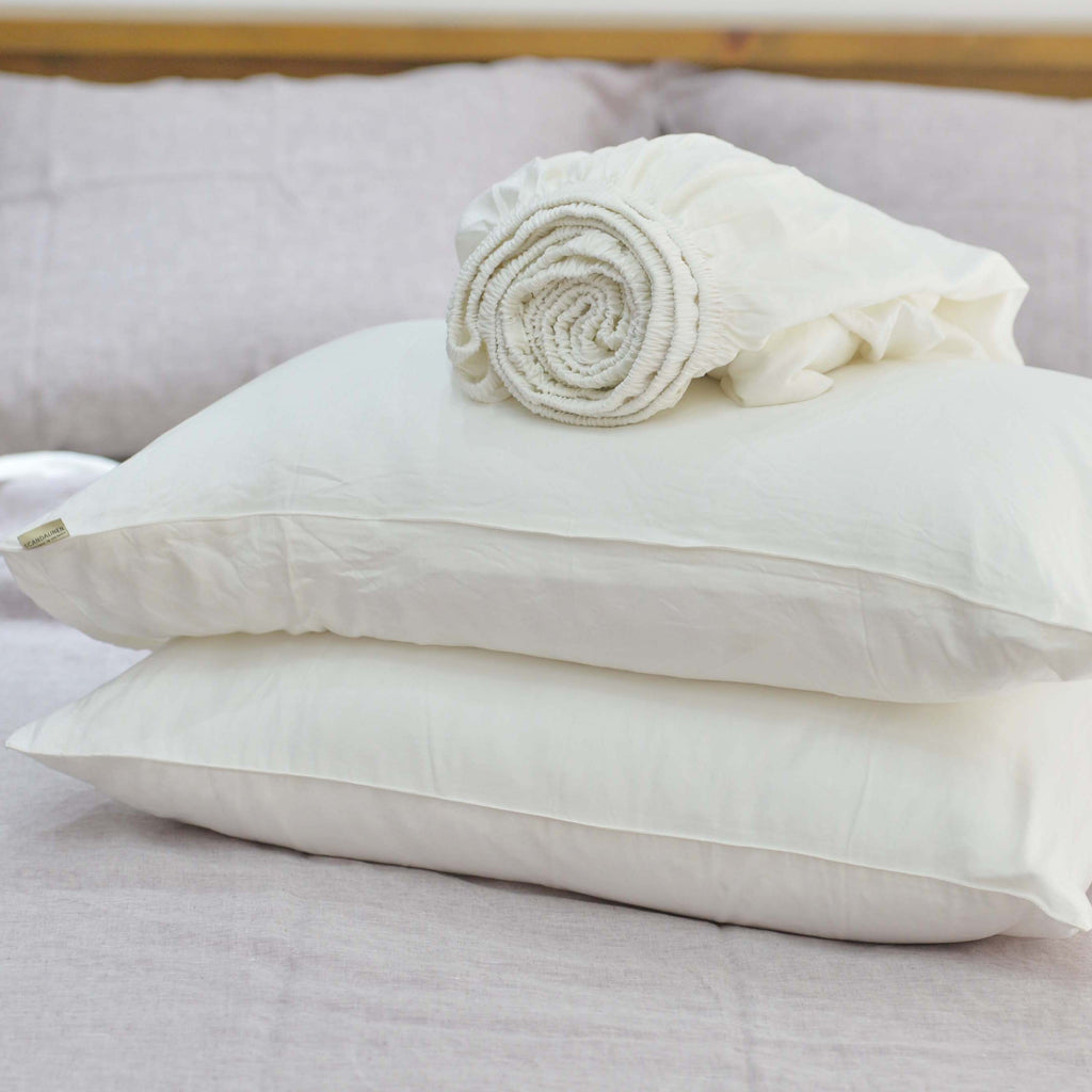 White Bamboo Linen Duvet Cover Set – 4-Piece | 45% Linen 55% Bamboo Rayon