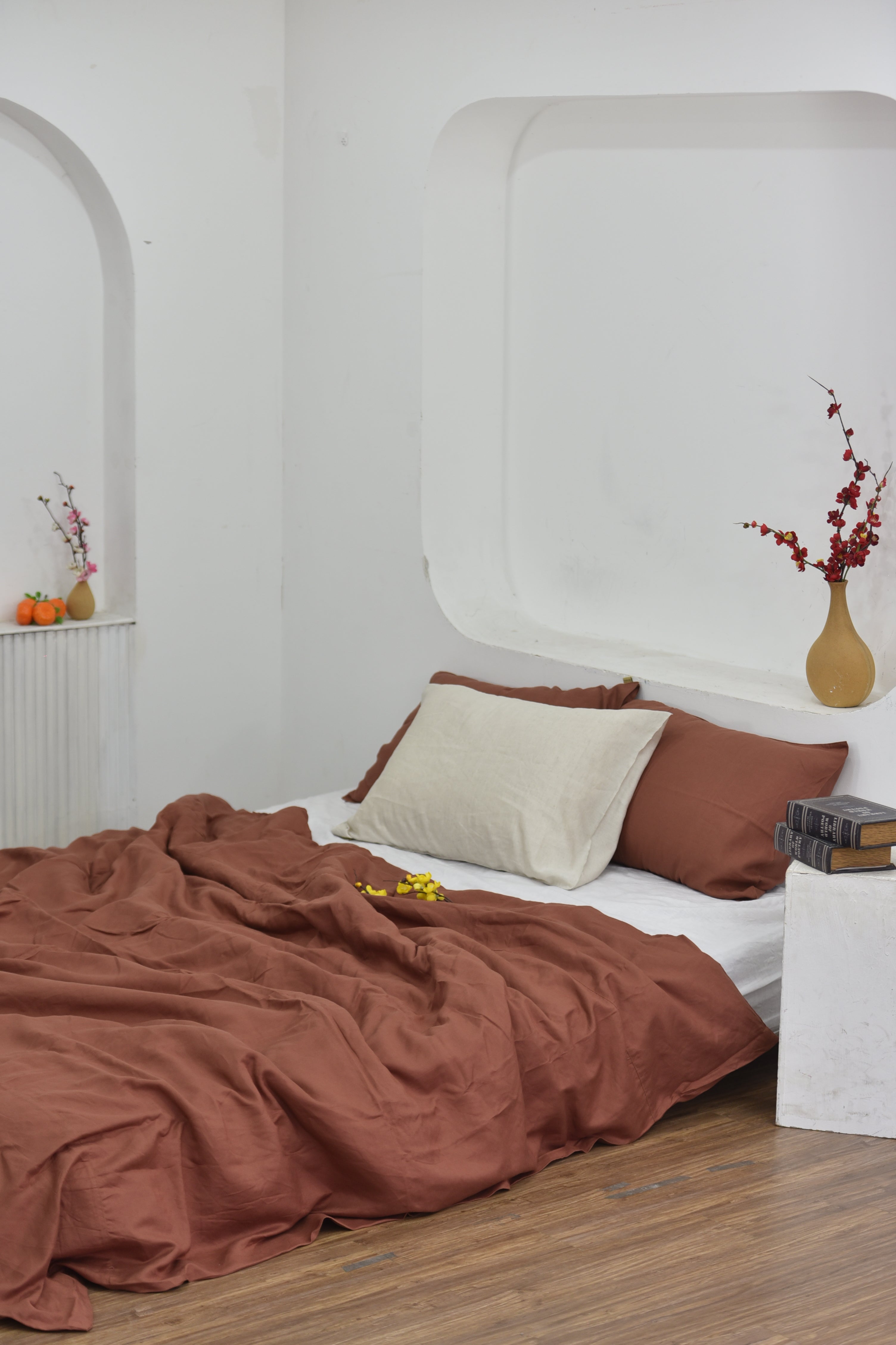 Brick Bamboo Linen Duvet Cover | 45% Linen 55% Bamboo Rayon