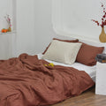 Brick Bamboo Linen Duvet Cover Set – 4-Piece | 45% Linen 55% Bamboo Rayon