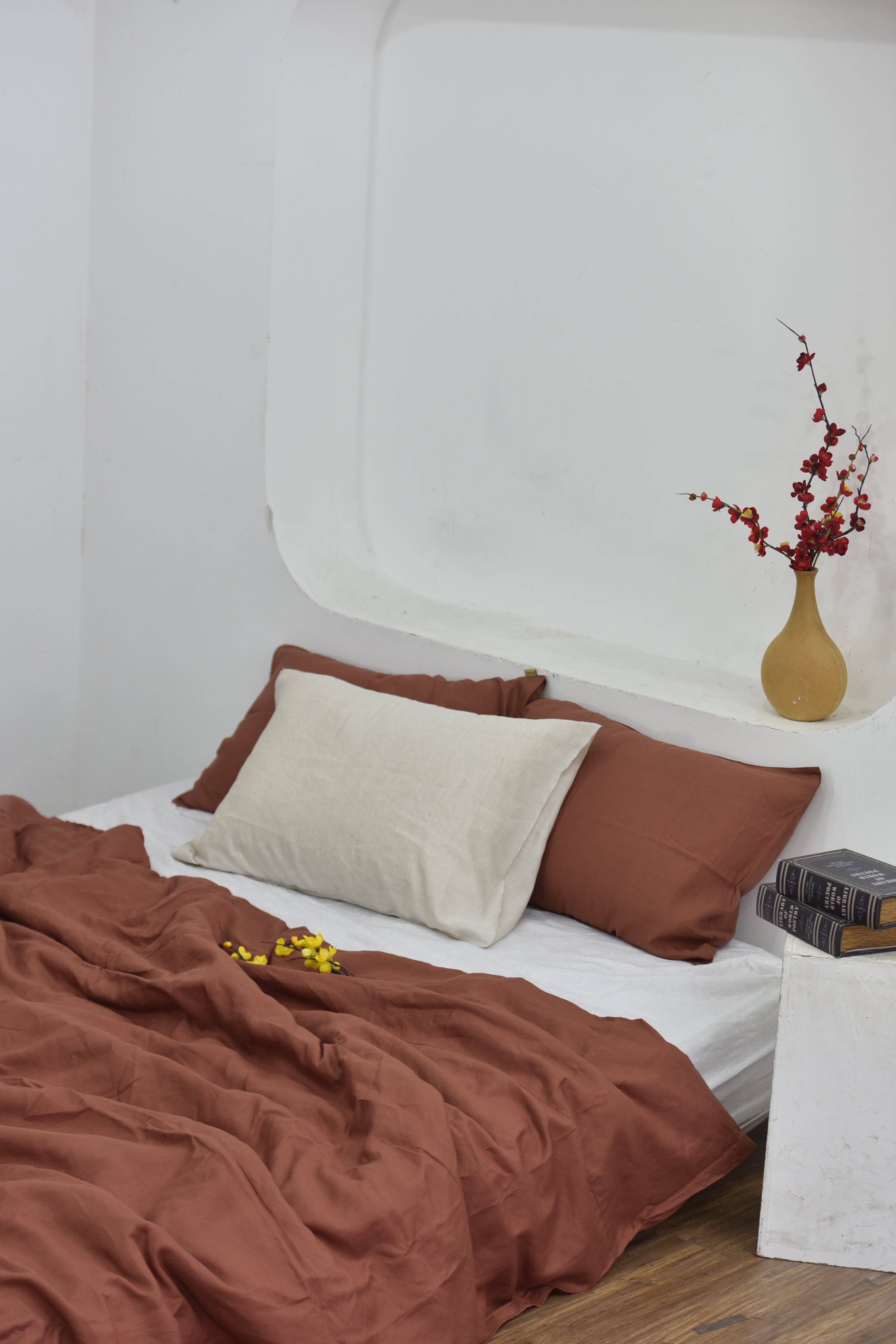 Brick Bamboo Linen Duvet Cover | 45% Linen 55% Bamboo Rayon