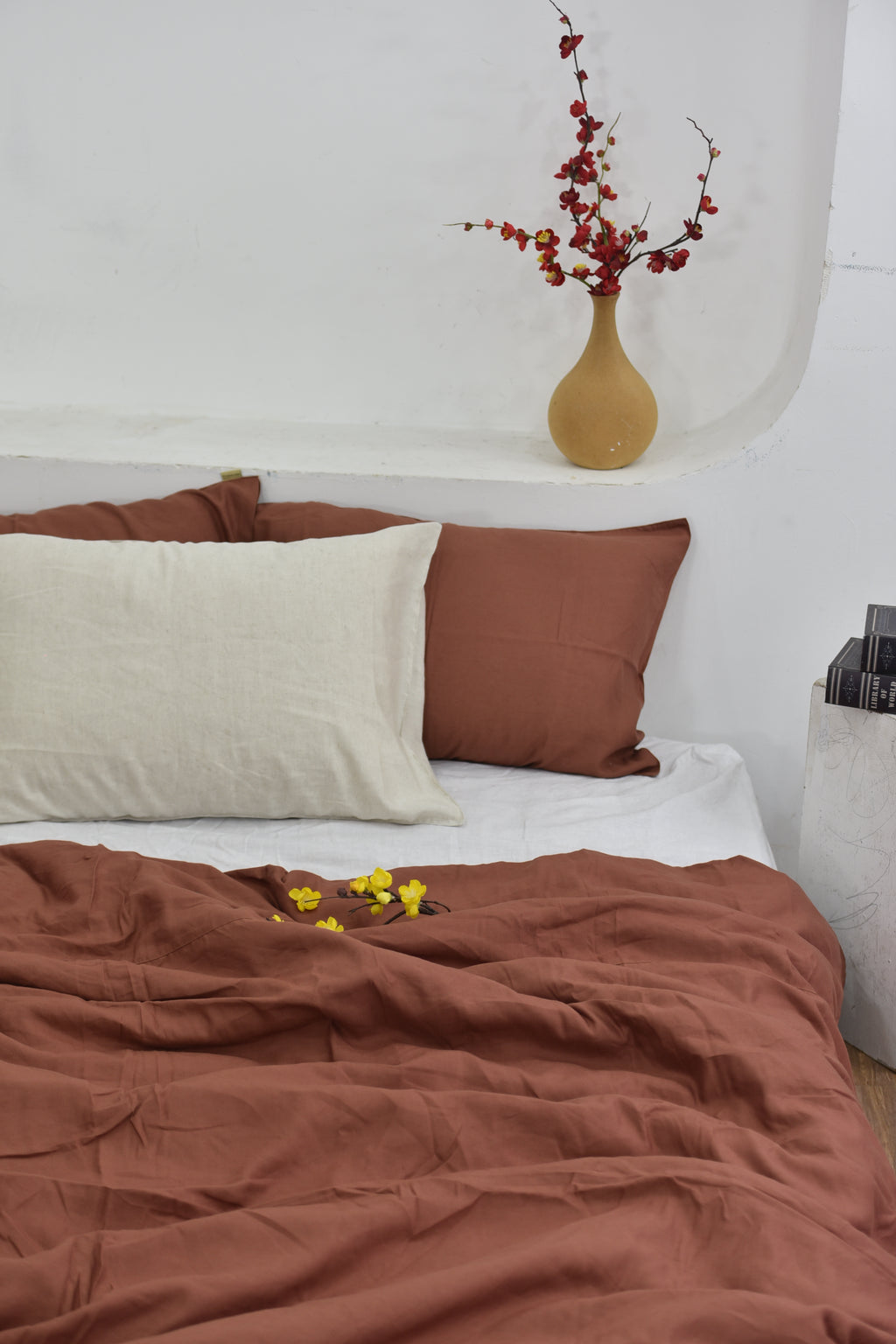 Brick Bamboo Linen Duvet Cover | 45% Linen 55% Bamboo Rayon