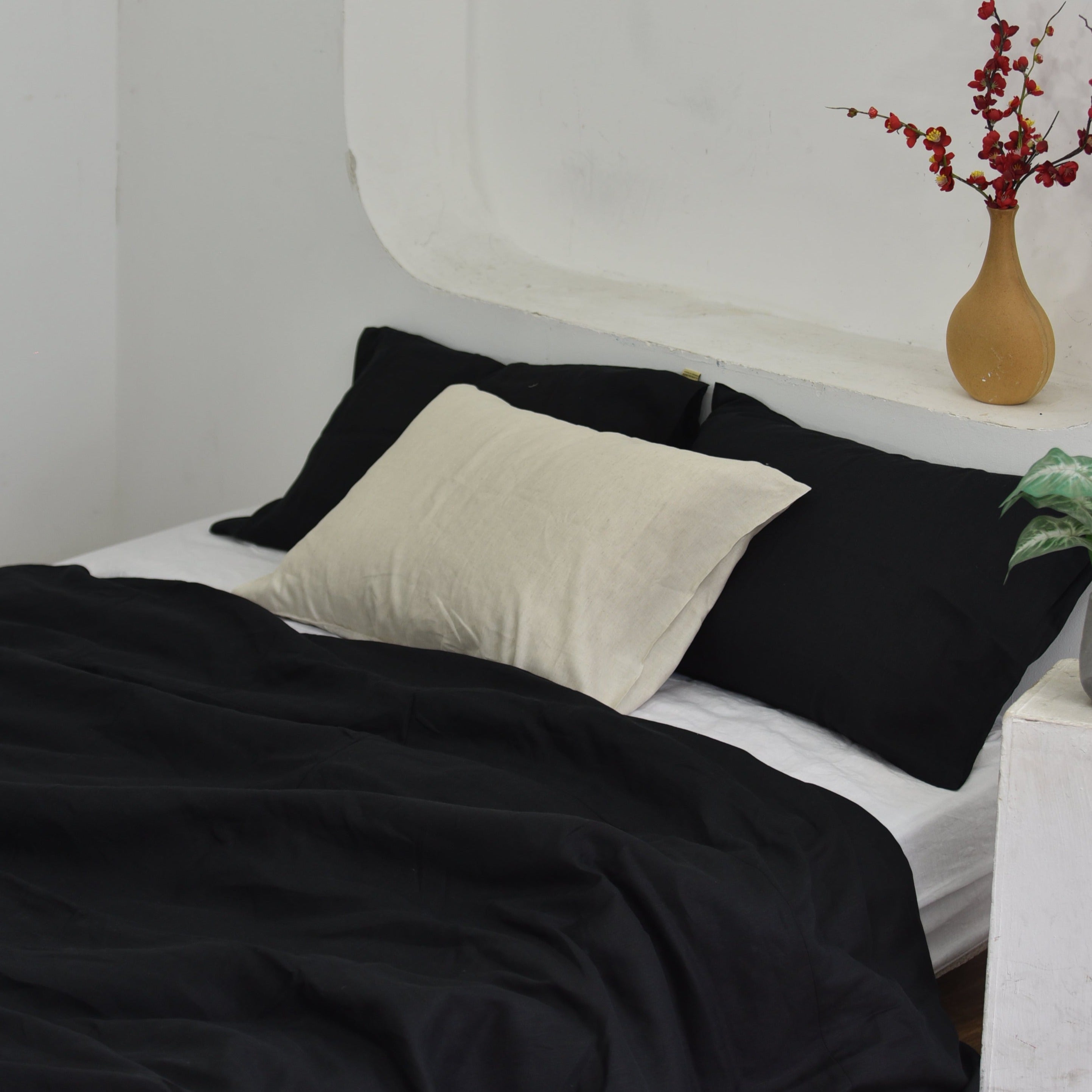 Dark Navy Bamboo Linen Pillowcases