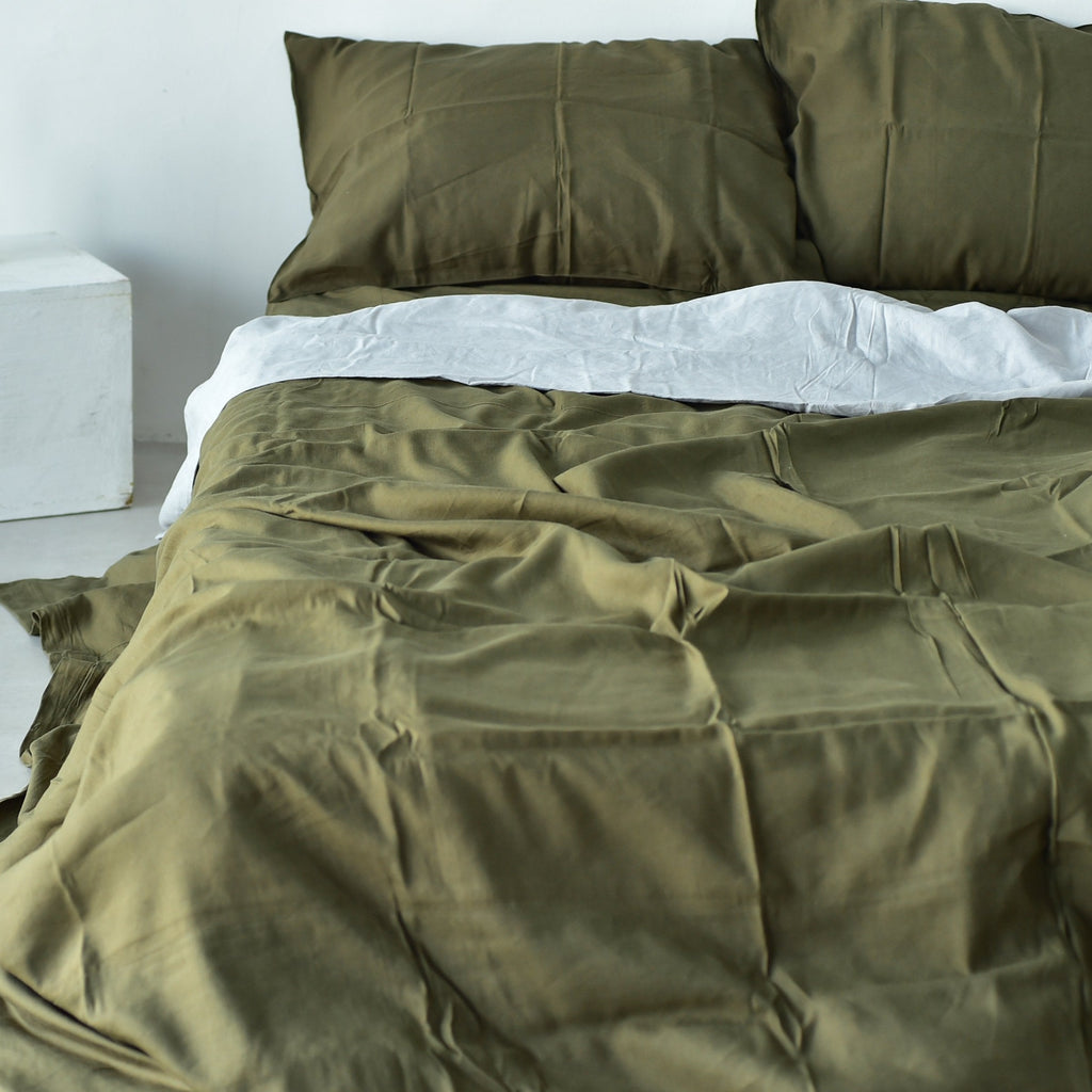 Seaweed Bamboo Linen Duvet Cover | 45% Linen 55% Bamboo Rayon