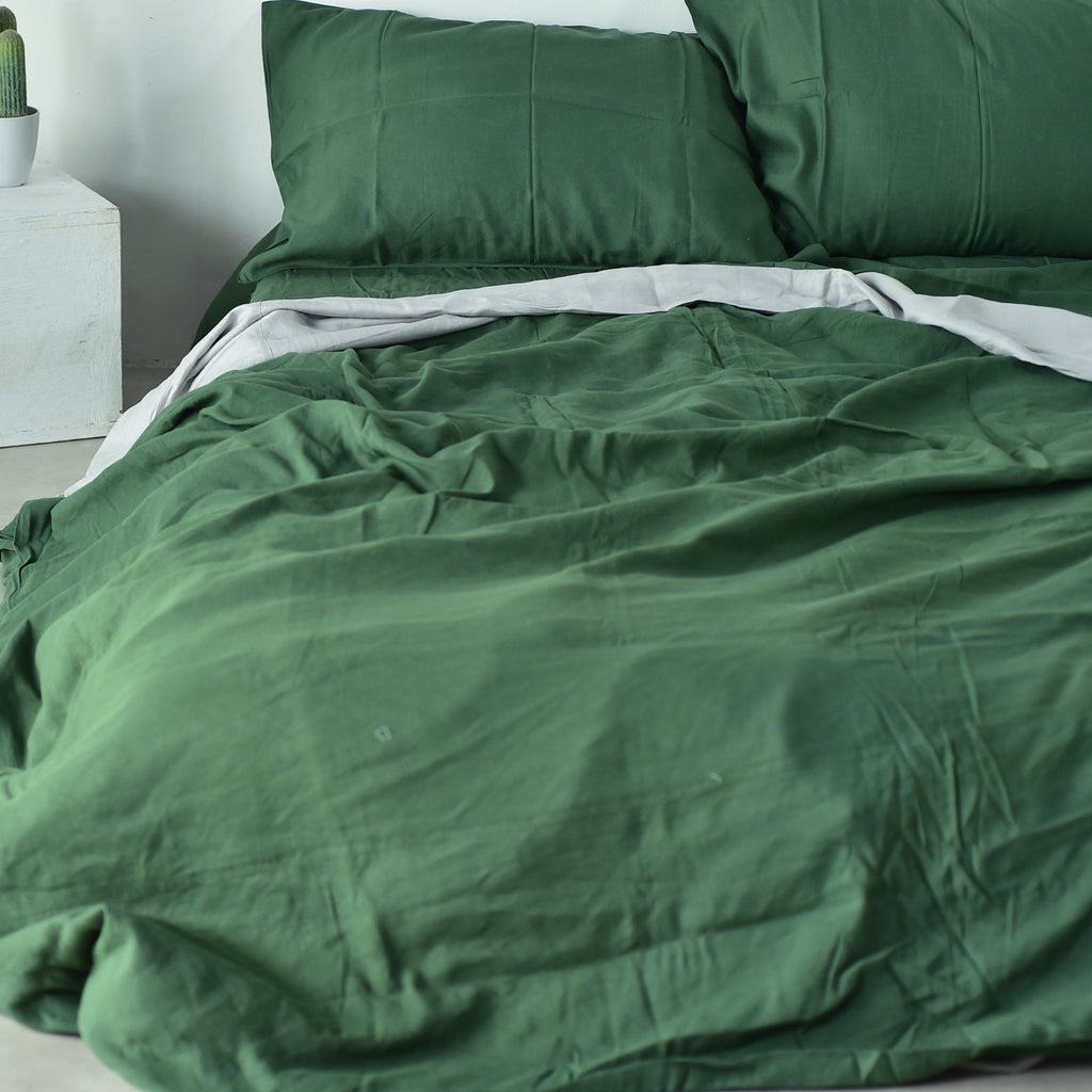Bamboo Linen Duvet Cover - Pine | 45% Linen 55% Bamboo Rayon