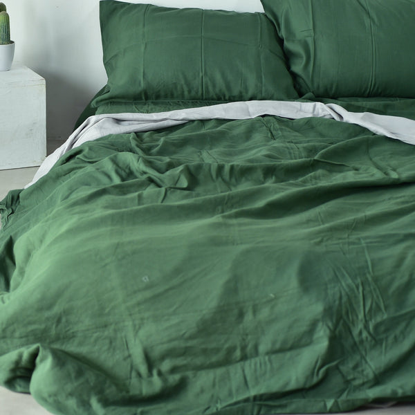 Bamboo Linen Duvet Cover - Pine | 45% Linen 55% Bamboo Rayon