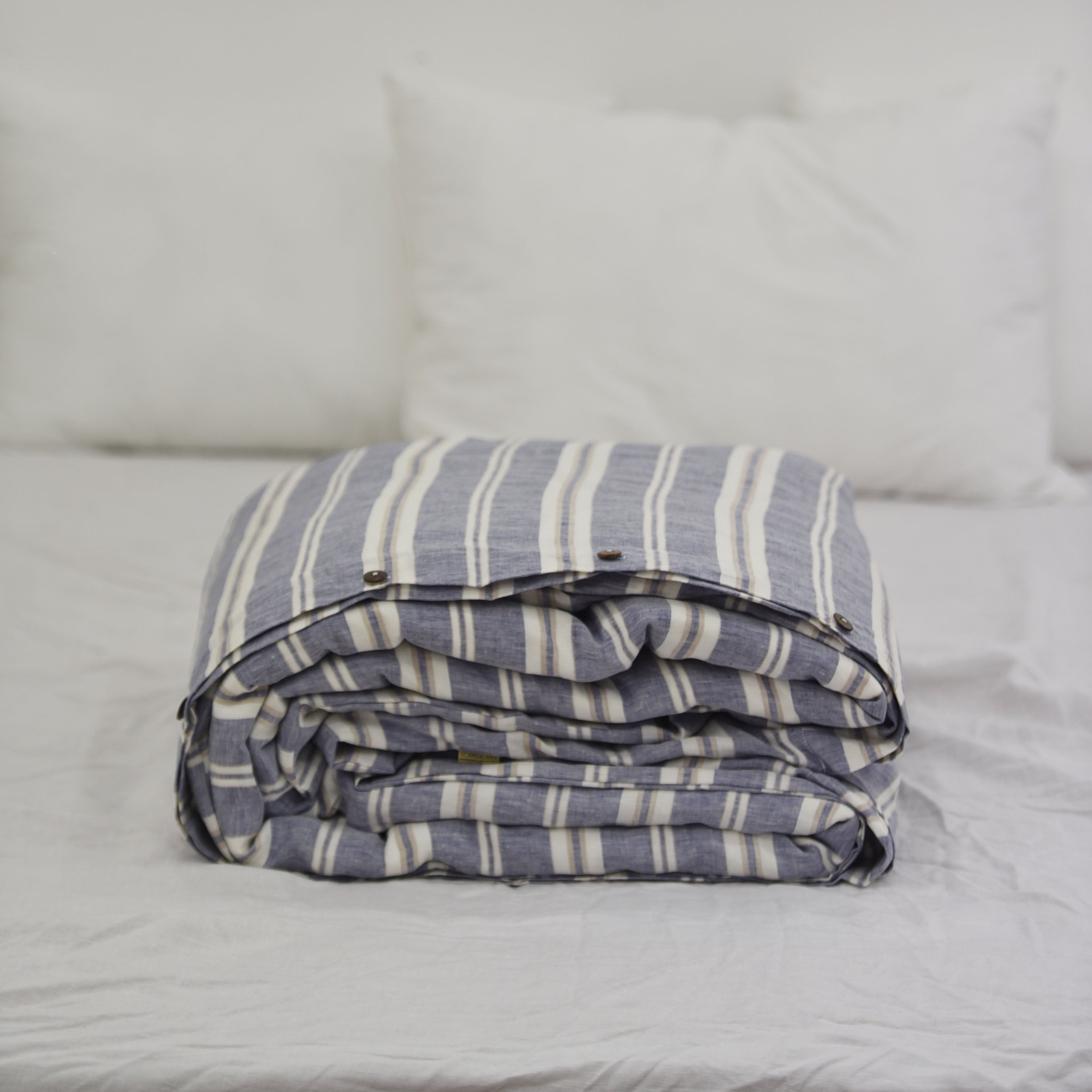 Wide Striped French Linen Duvet Cover | Yarn-Dyed | Handmade
