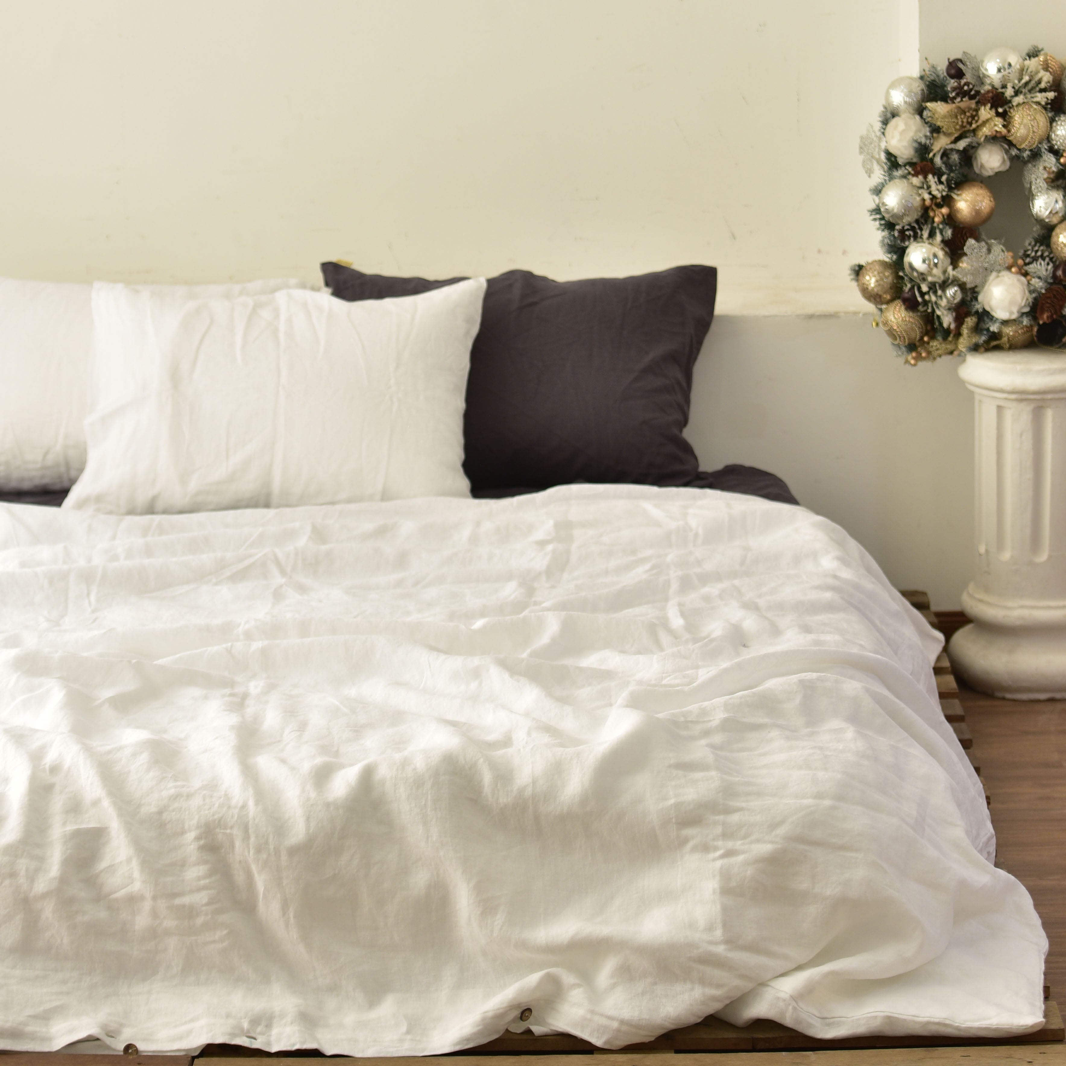 Peach French Linen Duvet Cover Set - Soft & Breathable 4-Piece