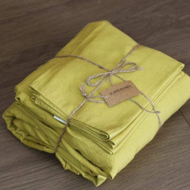 Butter Yellow Bamboo Linen Duvet Cover Set – 4-Piece | 45% Linen 55% Bamboo