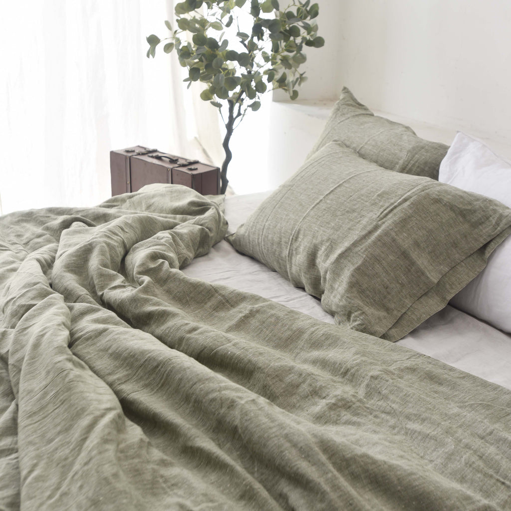 Asparagus French Linen Duvet Cover | Premium Bedding