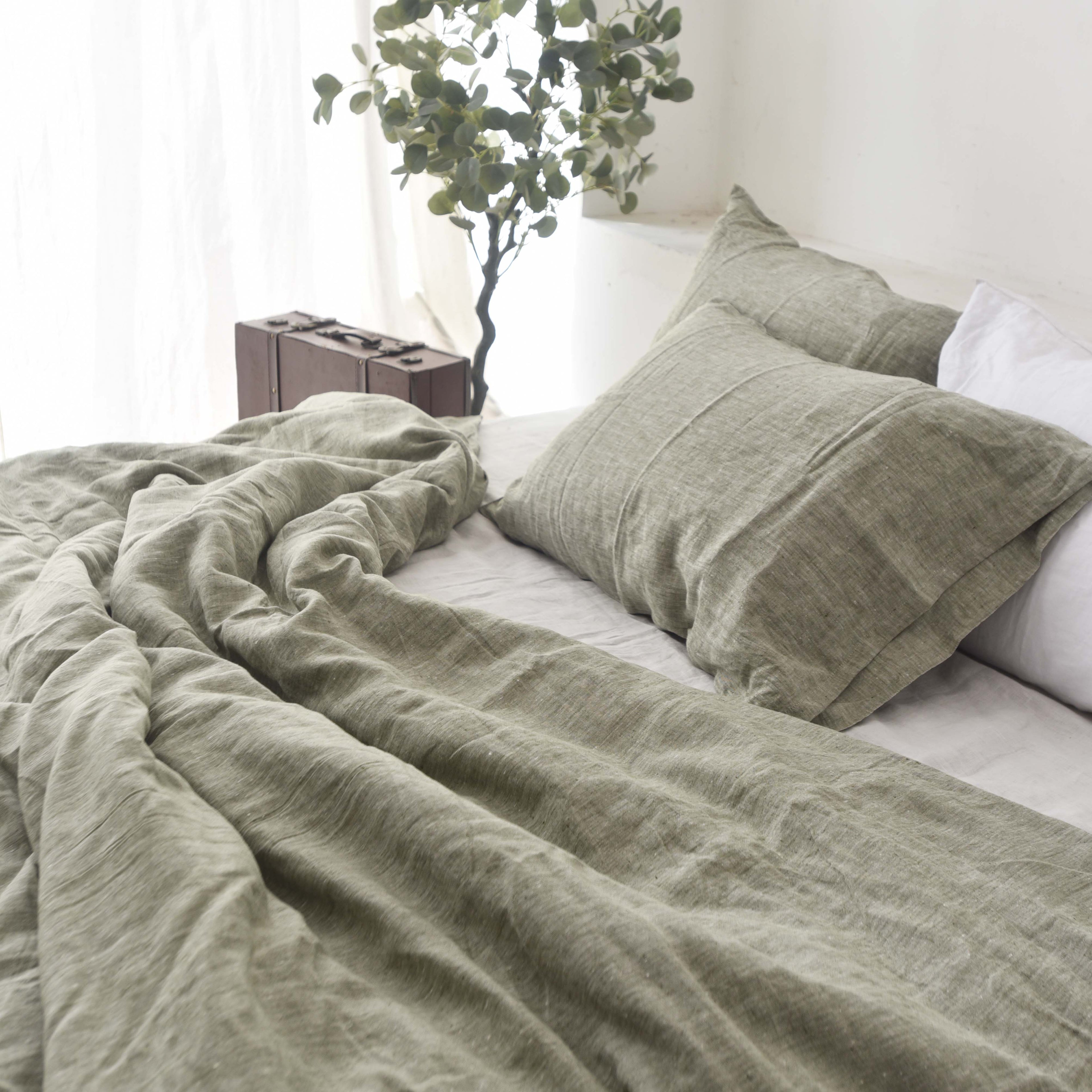 Asparagus French Linen Duvet Cover | Premium Bedding