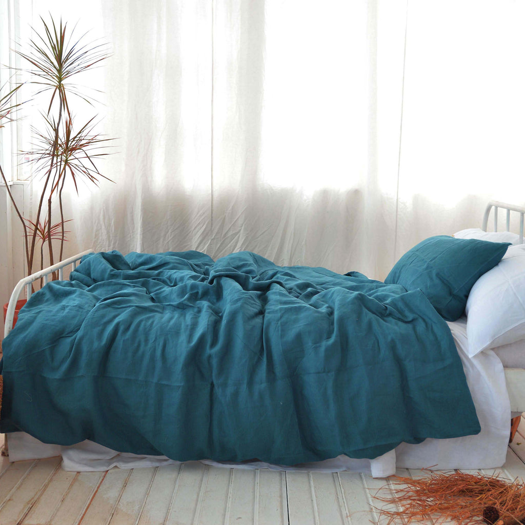 Azure Blue French Linen Pillowcase - Luxury