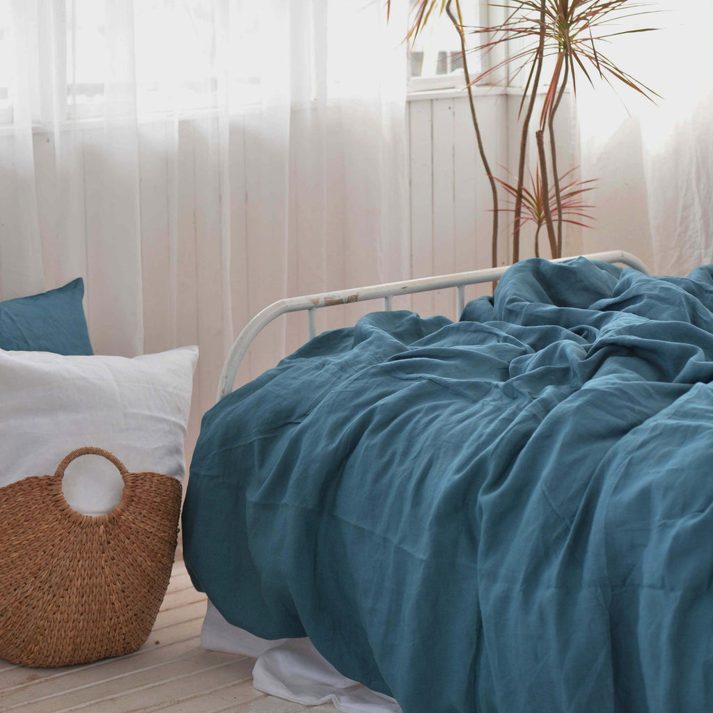 Azure French Linen Duvet Cover | Premium Bedding