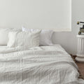 Black Striped French Linen 4-Piece Duvet Cover Set | Yarn-Dyed | Handmade